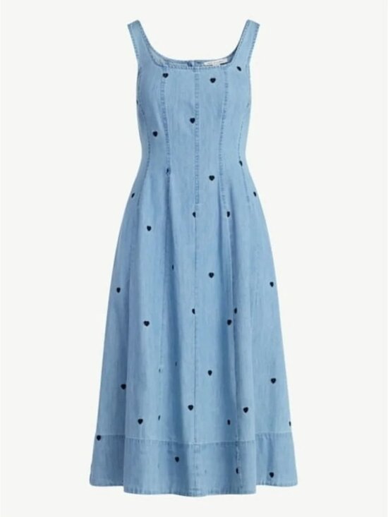 Free Assembly Dresses & Skirts - NWT Free Assembly Women's Embroidered Hearts Denim Panel Dress Medium (8-10)